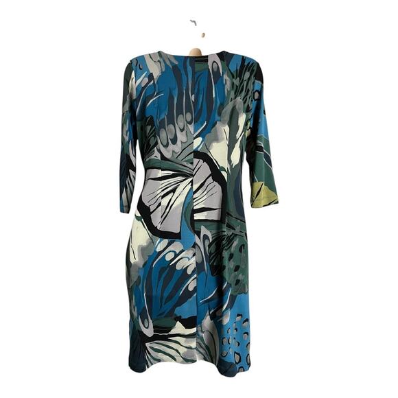 Allison Brittney Dress Women's M Multicolor Abstract Print Surplice Neck M Y2K - Picture 5 of 7